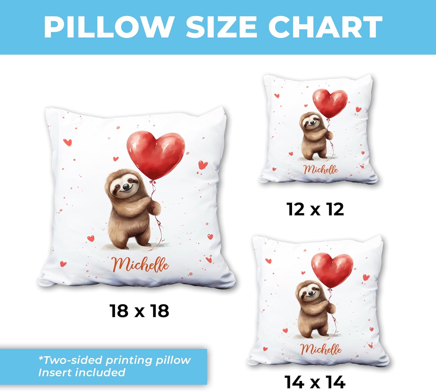 Sloth Valentine Pattern - Personalized Pillow (Insert Included)