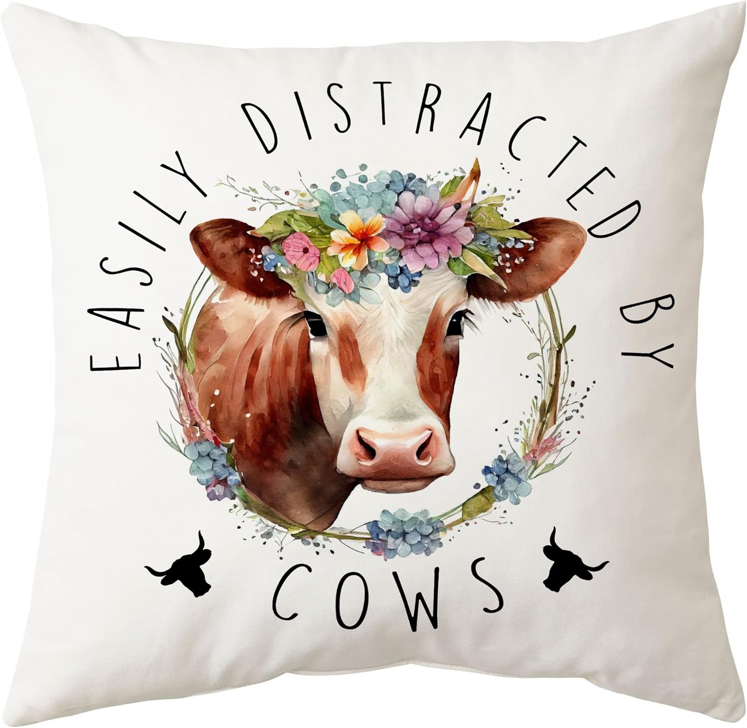 Easily Distracted By Cows - Pillow (Insert Included)