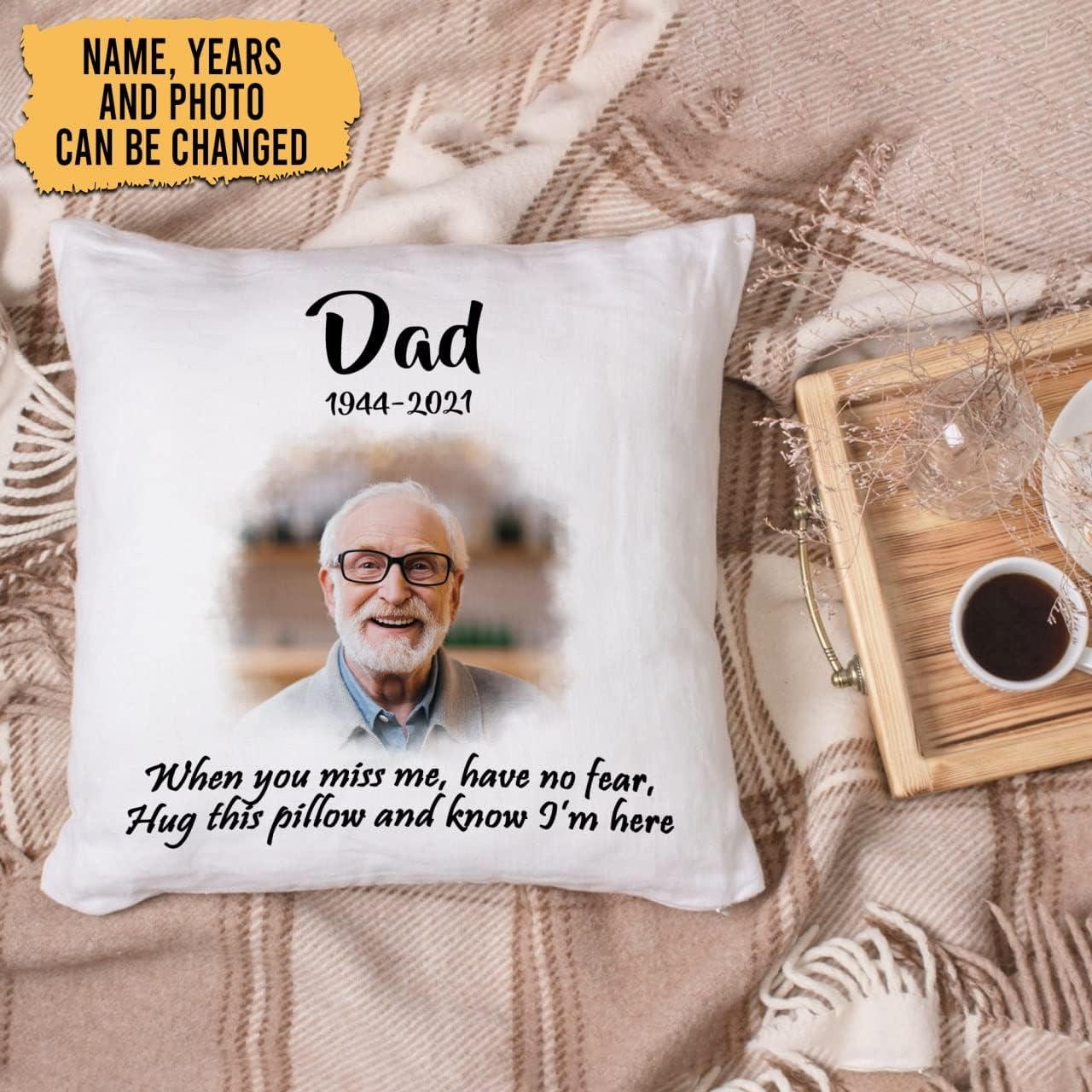 Dad Memorial Pattern - Personalized Pillow(Insert Included)