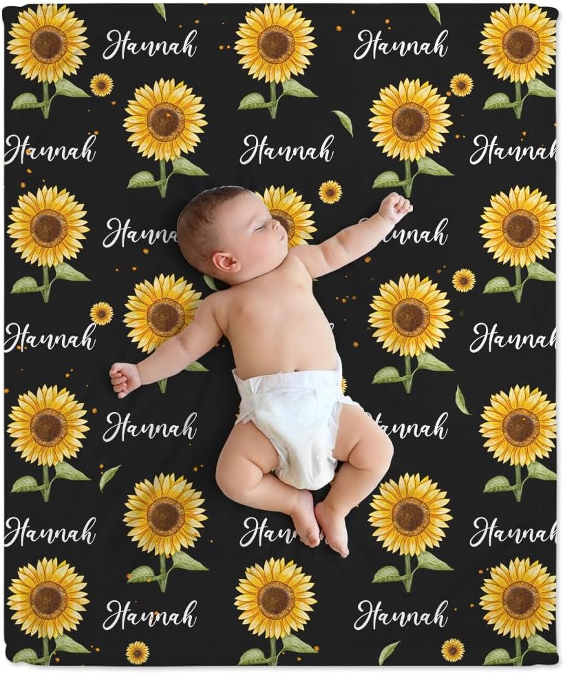 Sunflower Baby Blanket - Personalized Blanket
