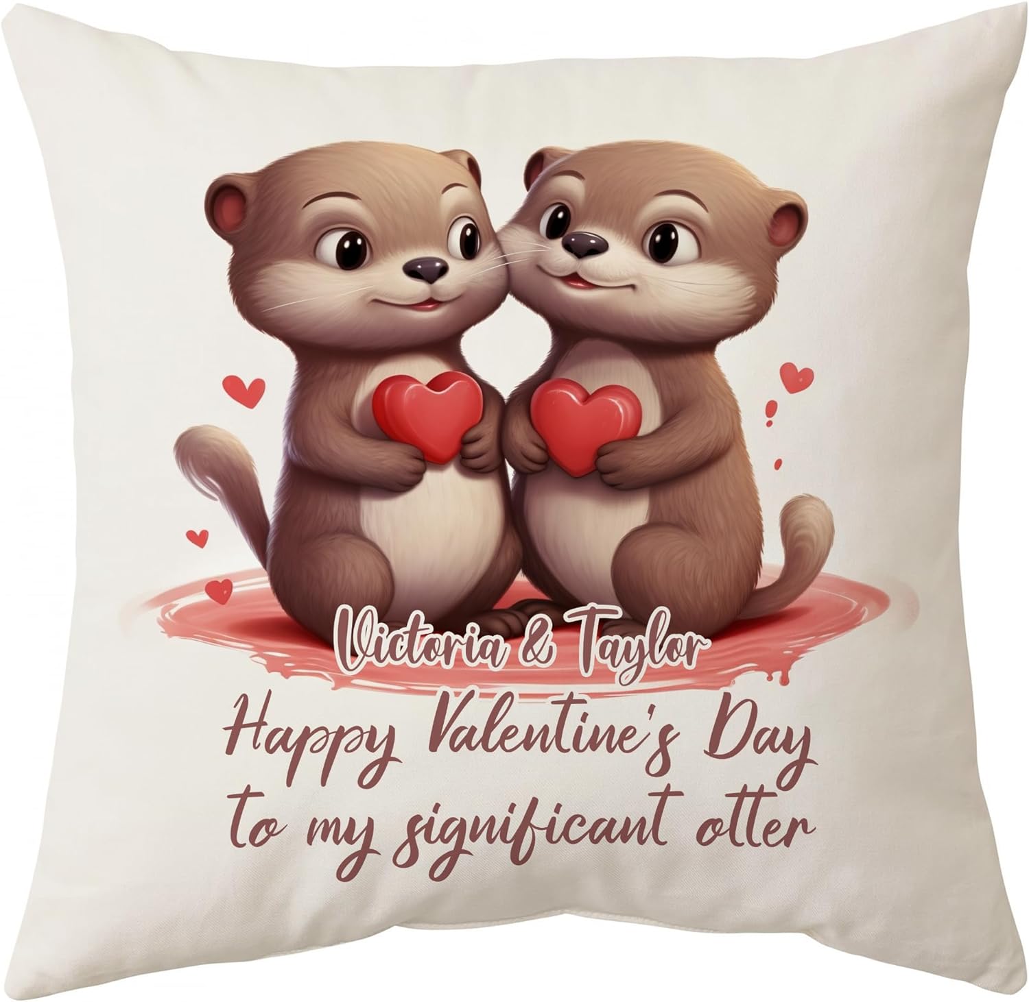 Couple Otter Valentine Pattern - Personalized Pillow (Insert Included)