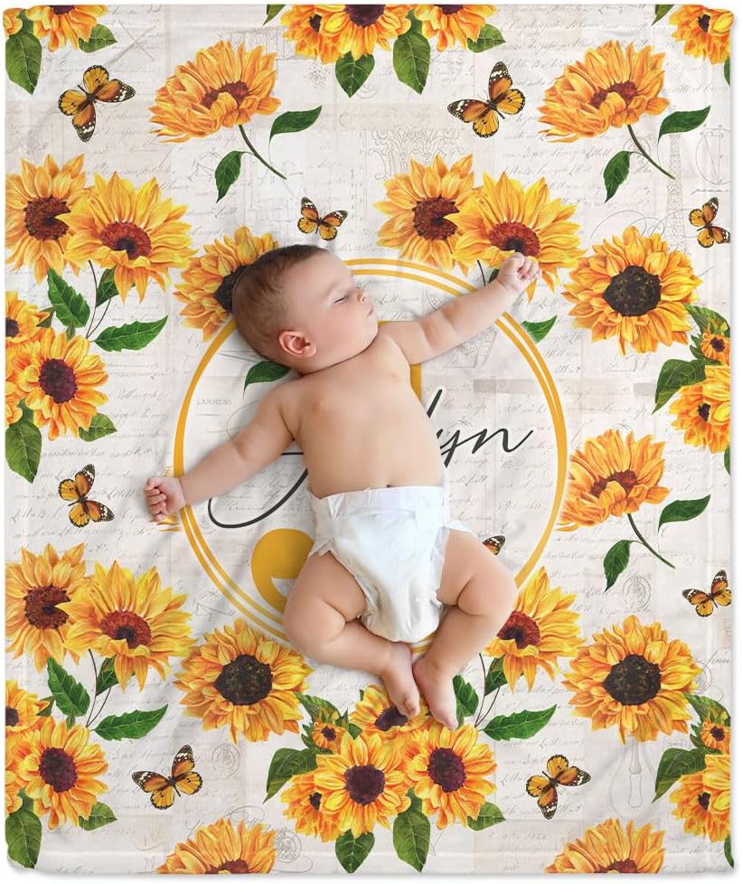 Sunflower Baby Blanket - Personalized Blanket
