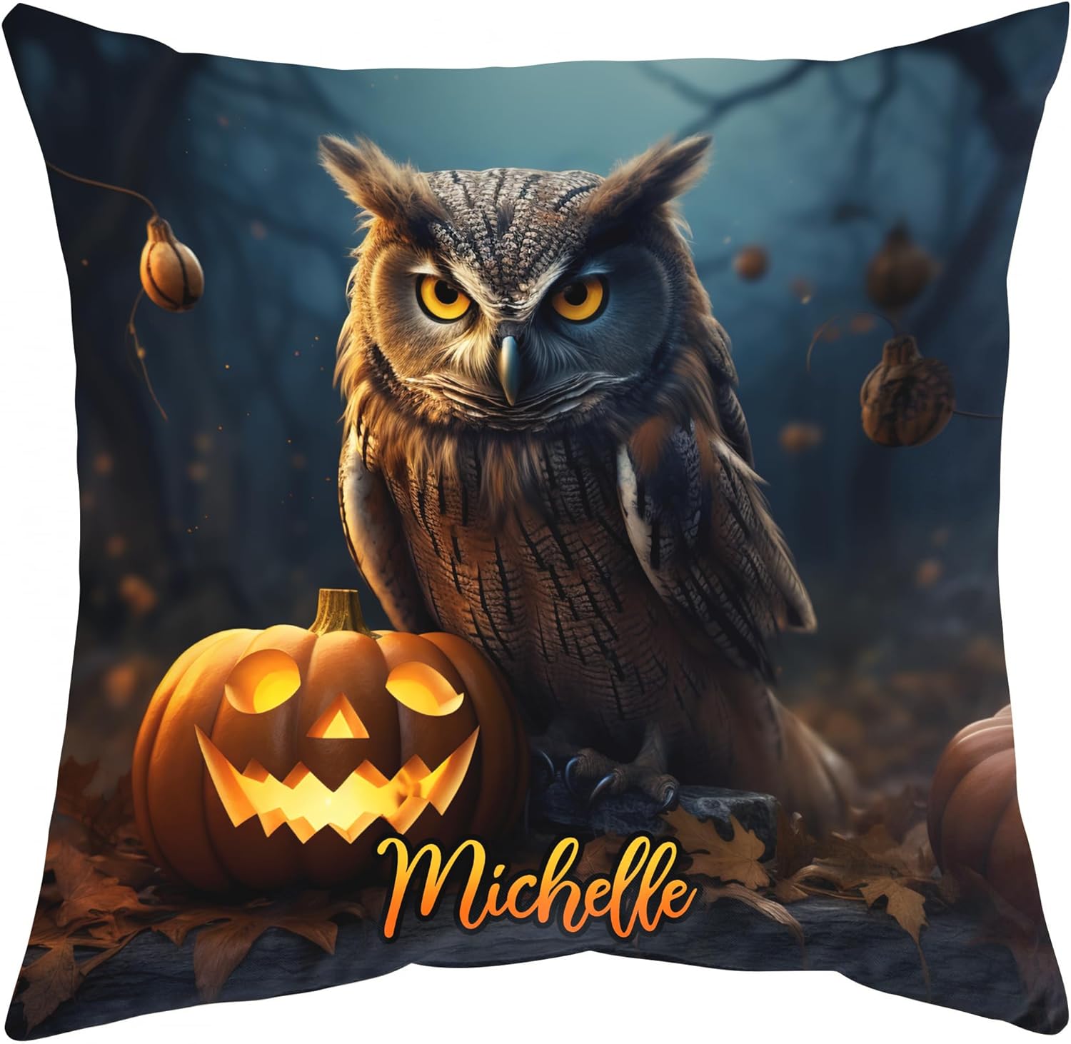 Owl Halloween Pattern - Personalized Pillow (Insert Included)