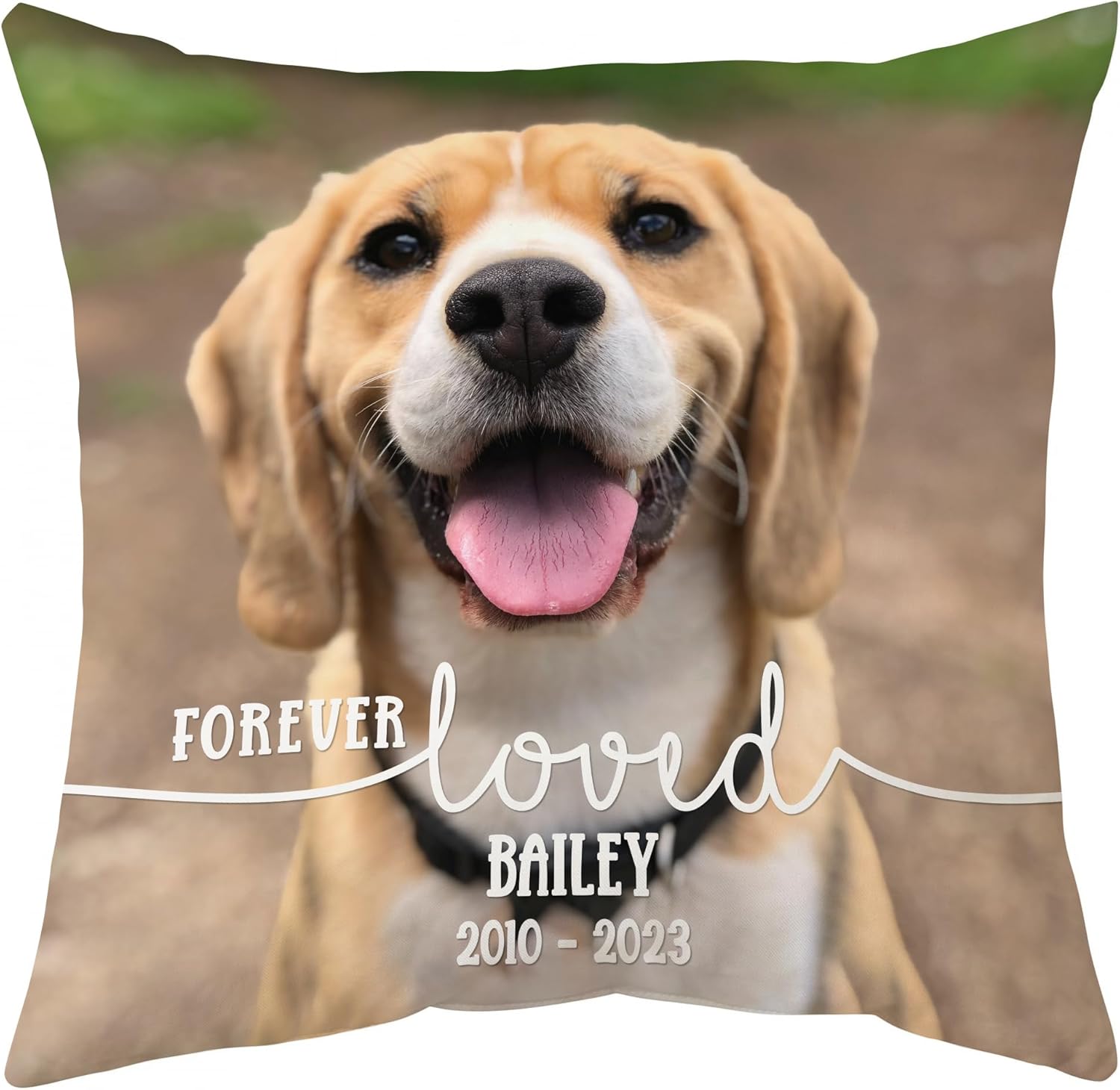 Custom Pet Memorial Pillow with Insert – Personalized Dog Photo Remembrance Gift – Forever Loved Sympathy Throw Pillow