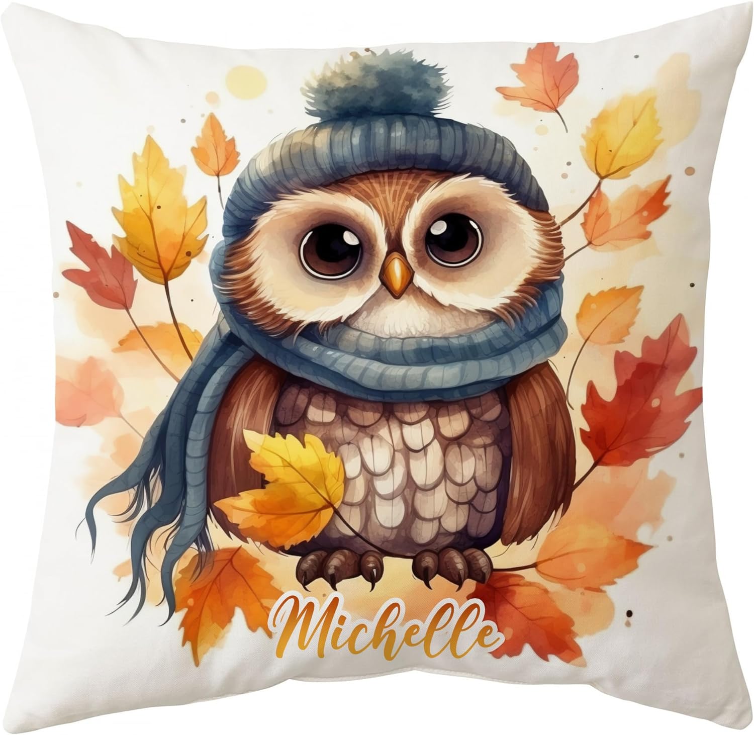 Owl Maple Leaves - Personalized Pillow (Insert Included)