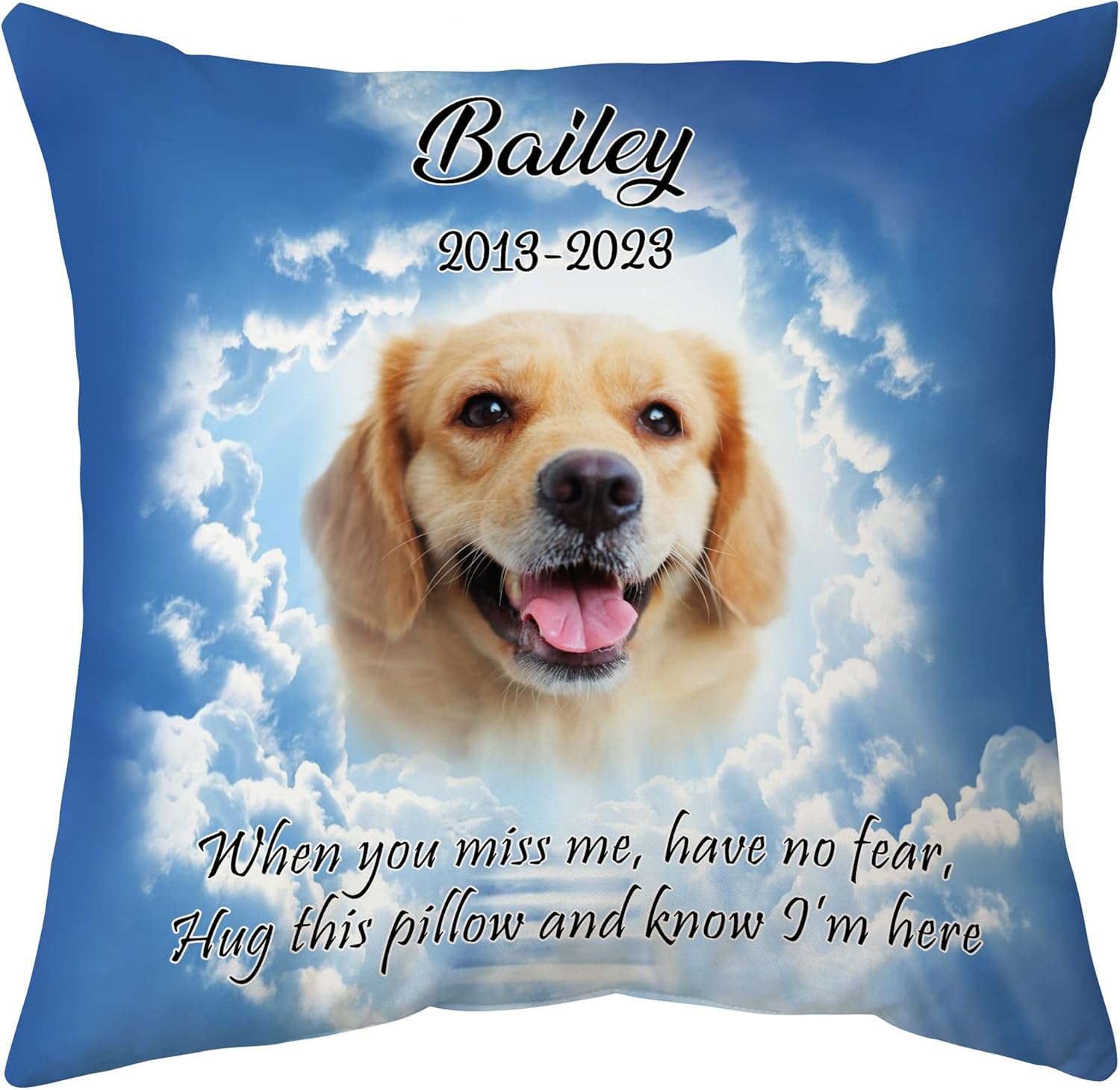 Paw Print Pet Memorial Personalized Pillow with Insert – Custom Name Photo Cushion – Healing Sympathy Gift for Dog Lovers
