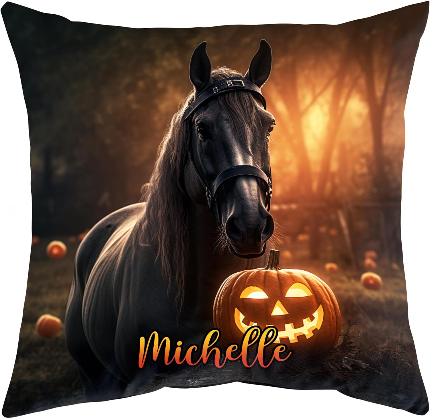 Horse Halloween Pattern - Personalized Pillow (Insert Included)