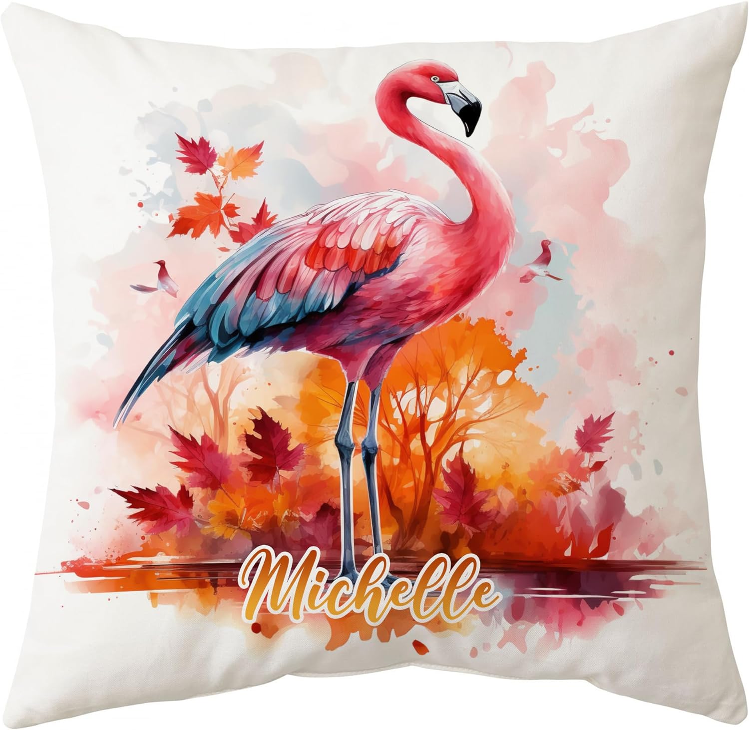 Flamingo Maple Leaves - Personalized Pillow (Insert Included)
