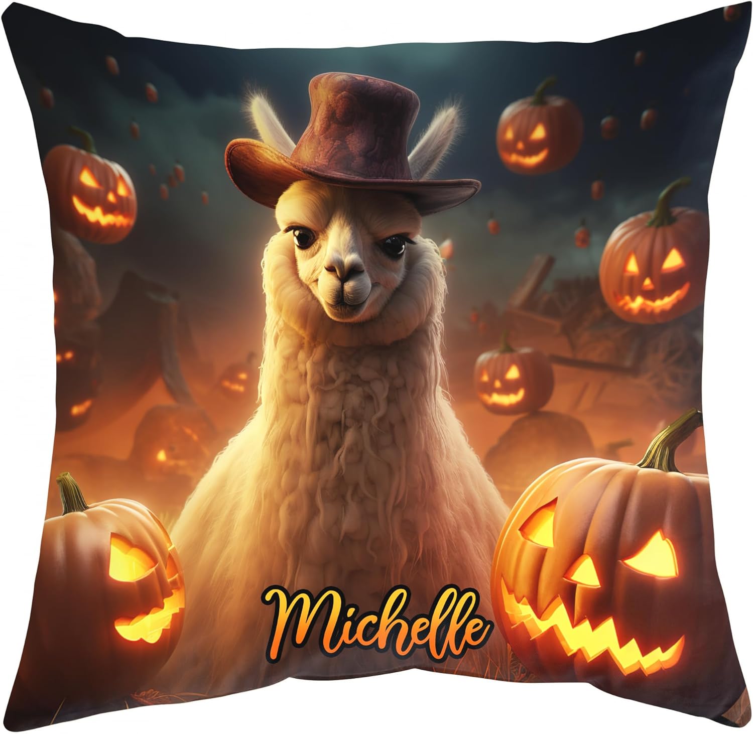 Llama Halloween Pattern - Personalized Pillow (Insert Included)