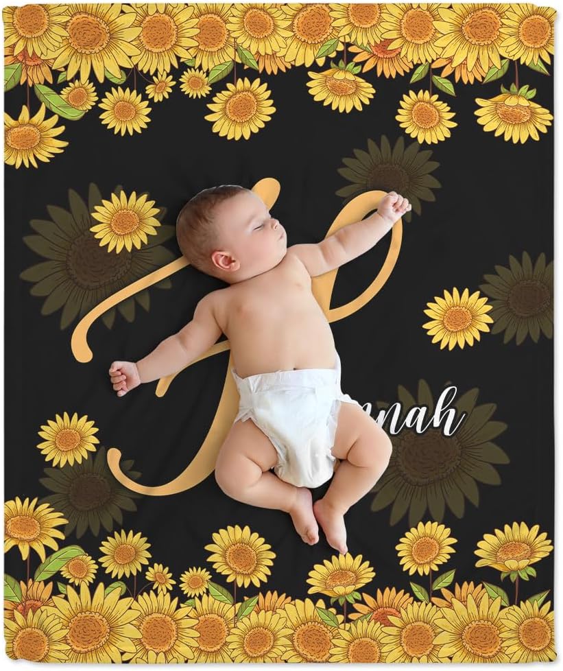 Sunflower Baby Blanket - Personalized Blanket