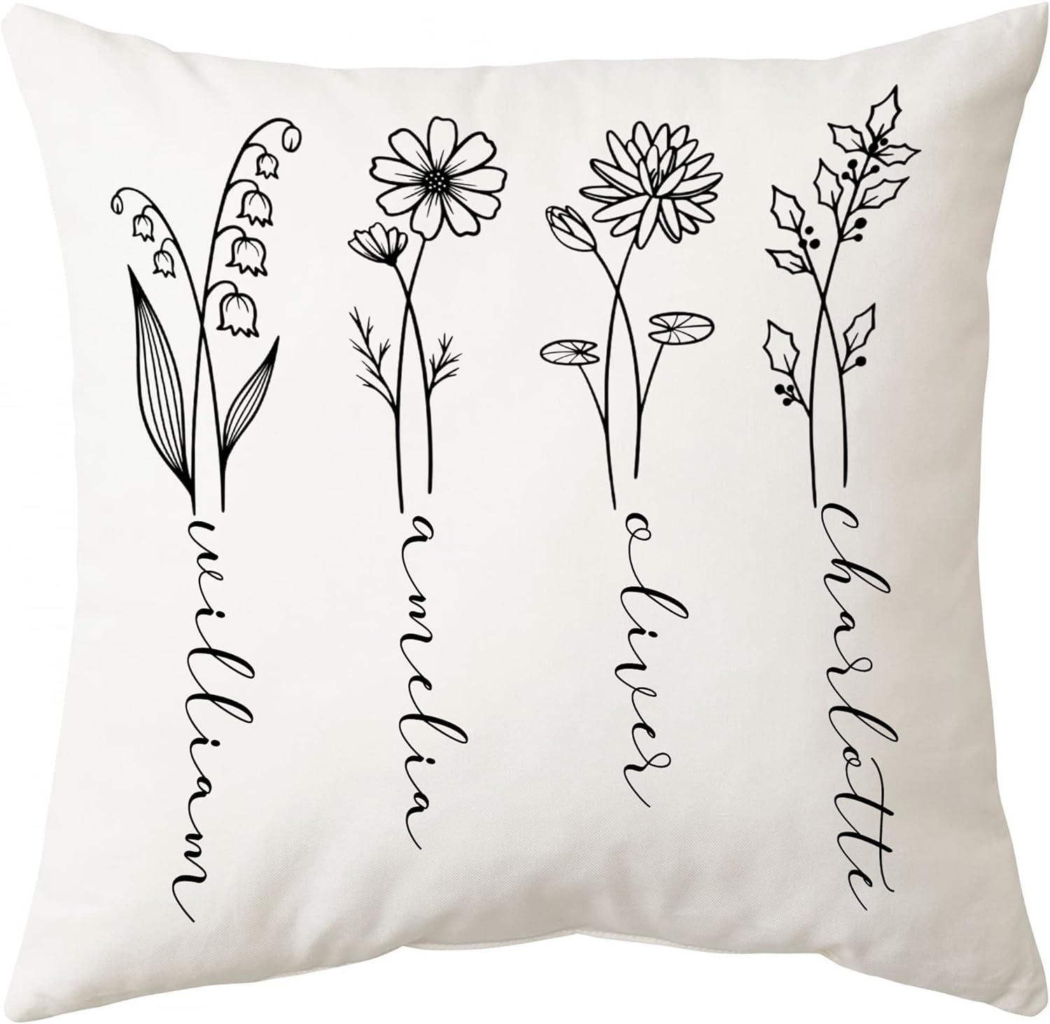 Birth Flower Throw Pillow - Personalized Pillow(Insert Included)
