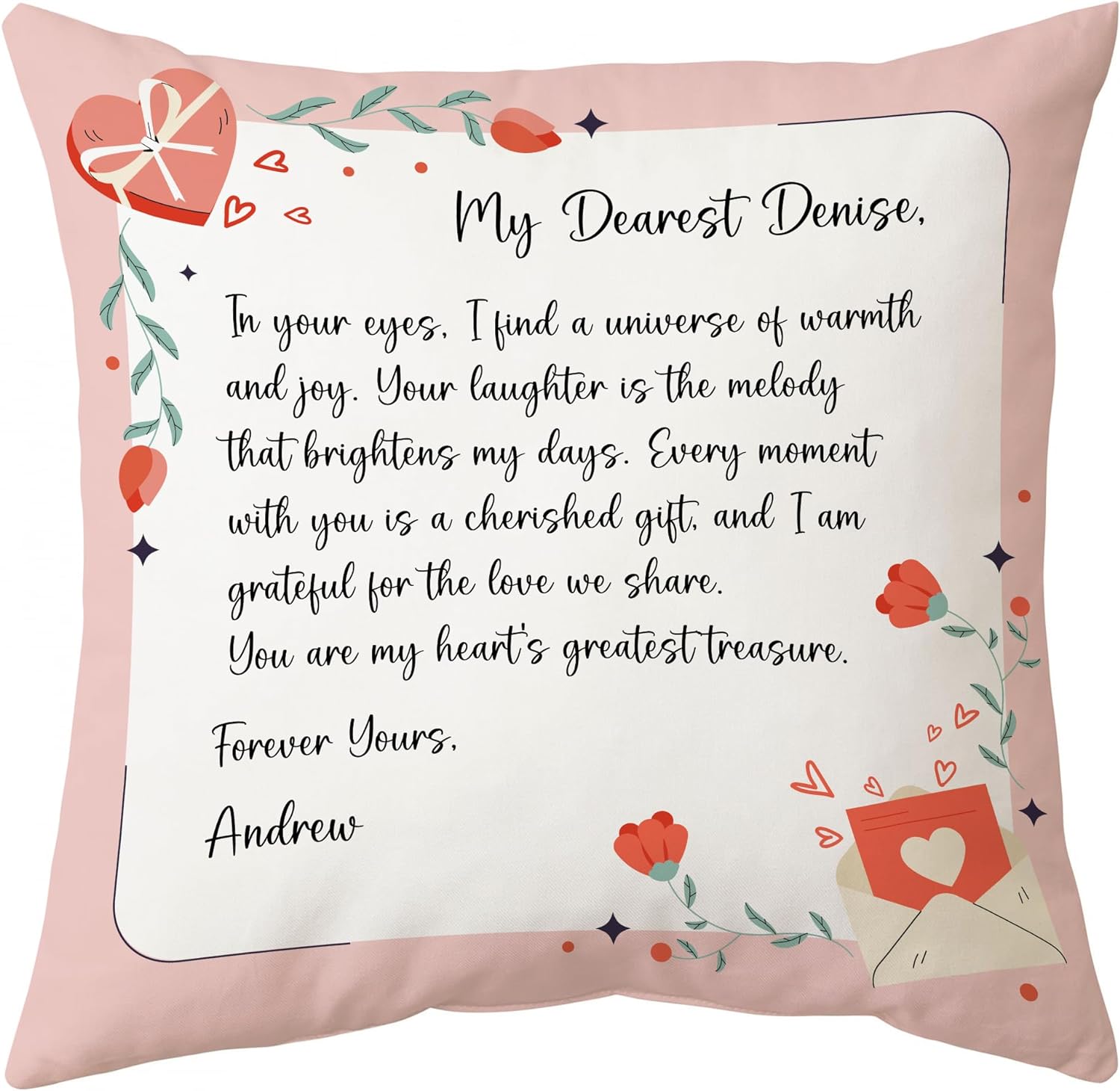 Love Letter Pink Pattern - Personalized Pillow (Insert Included)