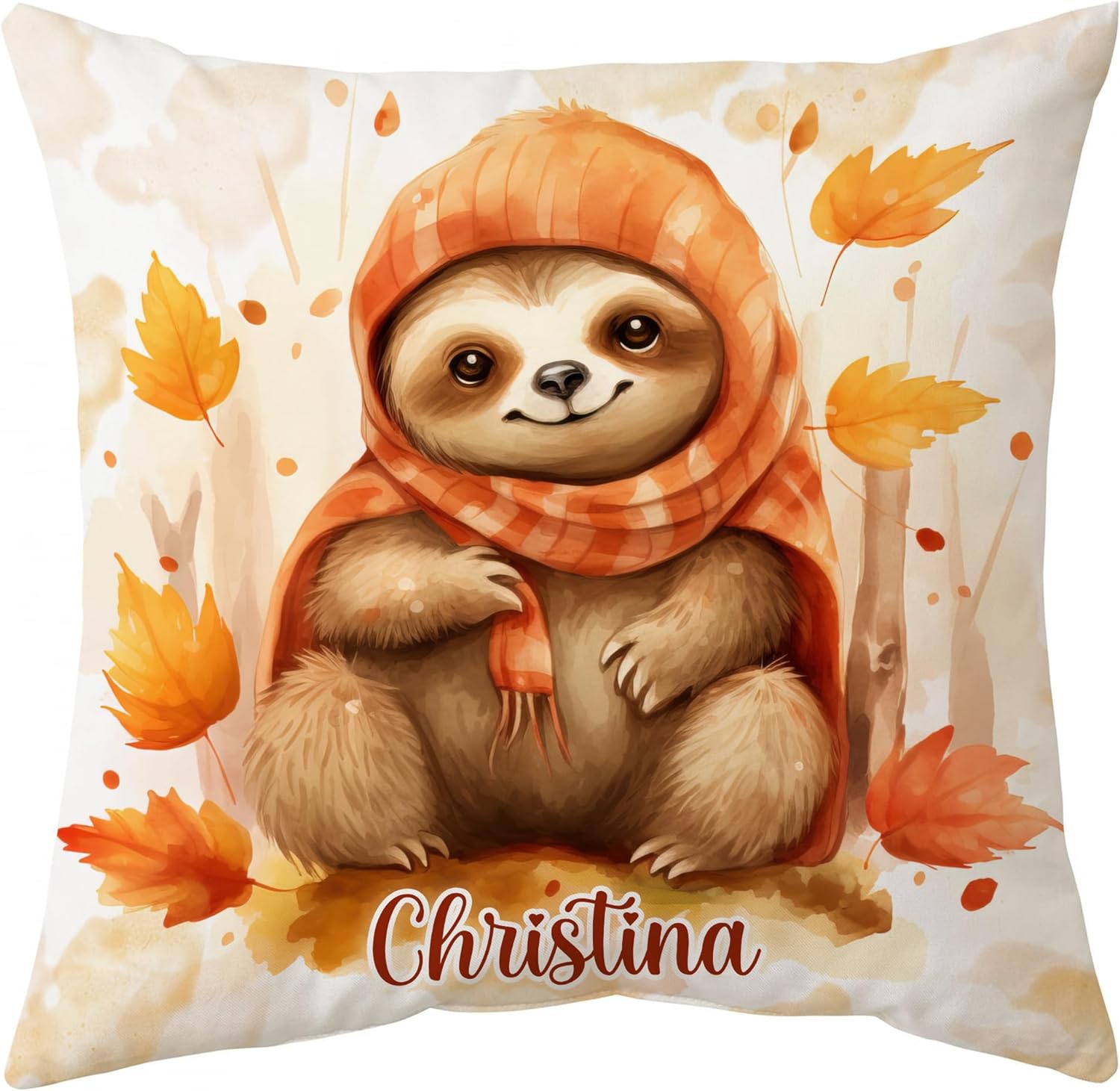 Giraffe Maple Leaves - Personalized Pillow (Insert Included)