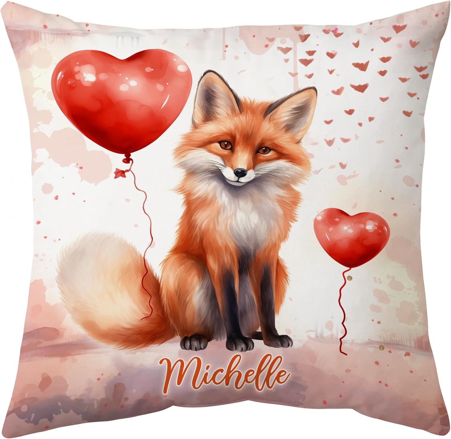 Fox Valentine Pattern - Personalized Pillow (Insert Included)
