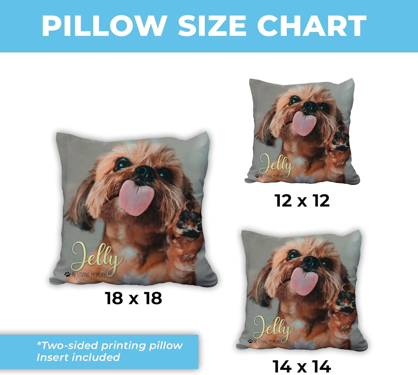 Personalized Dog Memorial Pillow with Insert – Custom Pet Photo Sympathy Gift – In Loving Memory Remembrance Pillow
