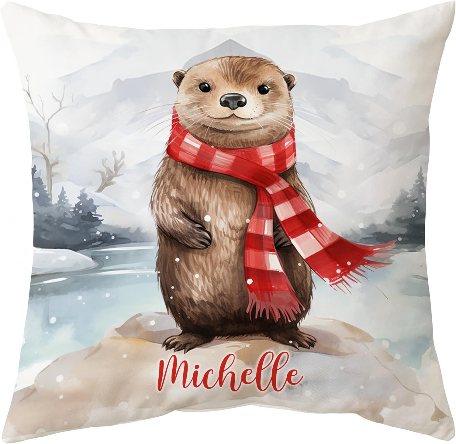 Otter Snow Pattern - Personalized Pillow (Insert Included)