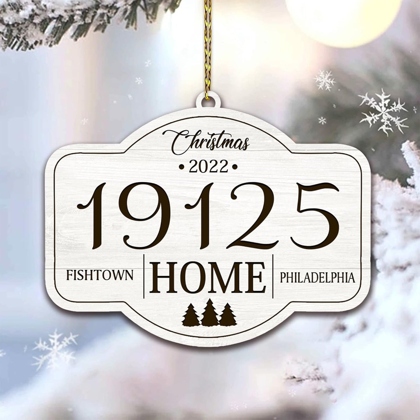 Custom Zip Code Home Wood Ornament – Personalized Christmas Gift for Family, Housewarming, or Home Décor