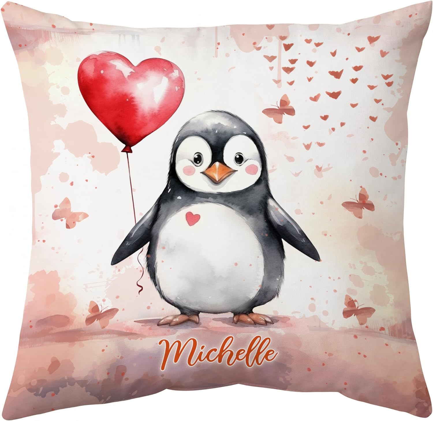Penguin Valentine Pattern - Personalized Pillow (Insert Included)