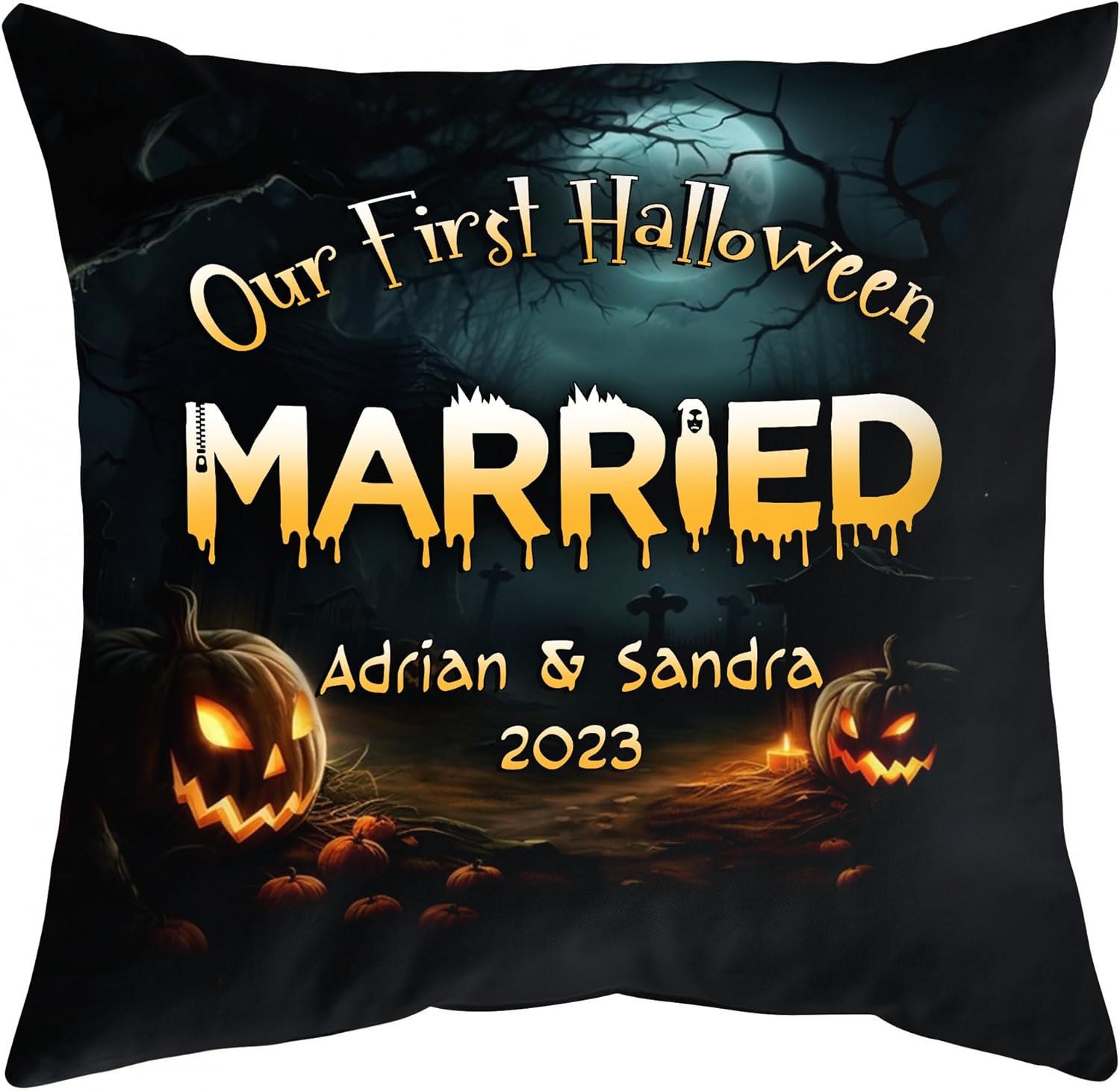 Couple Halloween Pattern - Personalized Pillow (Insert Included)