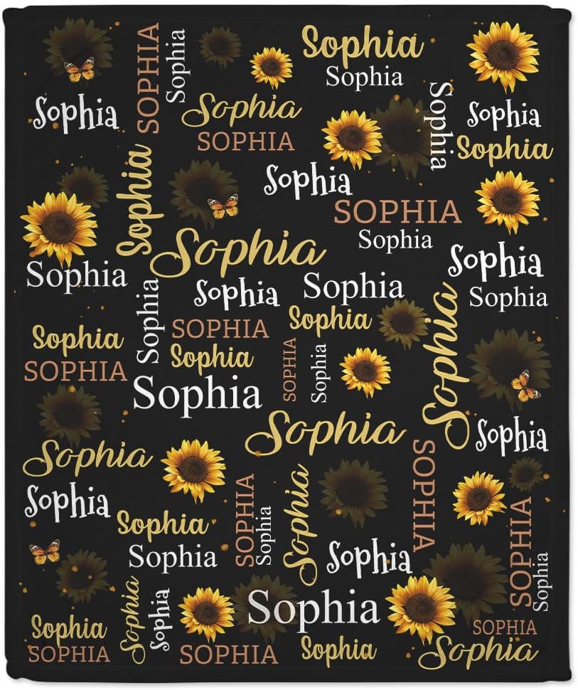 Sunflower Floral Baby Blanket - Personalized Blanket