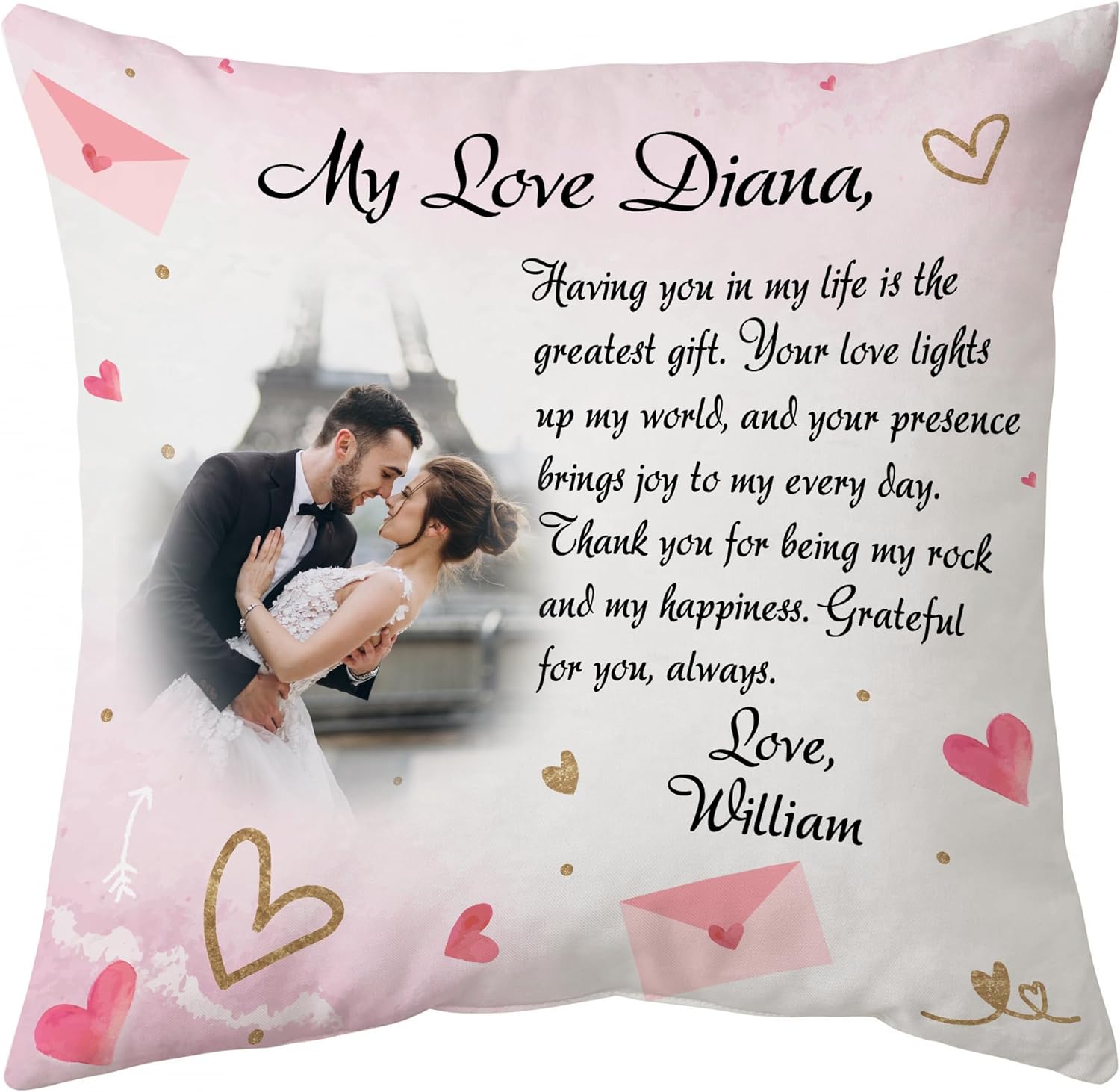 Love Letter Pattern - Personalized Photo Pillow (Insert Included)