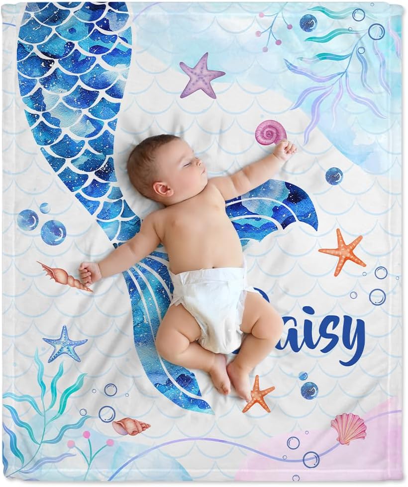 Mermaid Tail Baby Blanket - Personalized Blanket