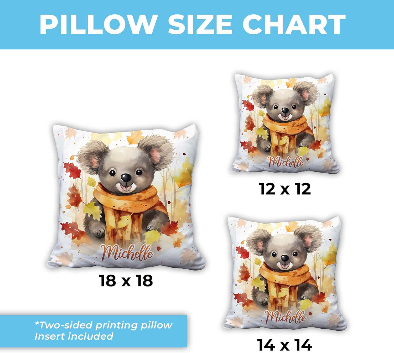 Koala Maple Leaves - Personalized Pillow(Insert Included)