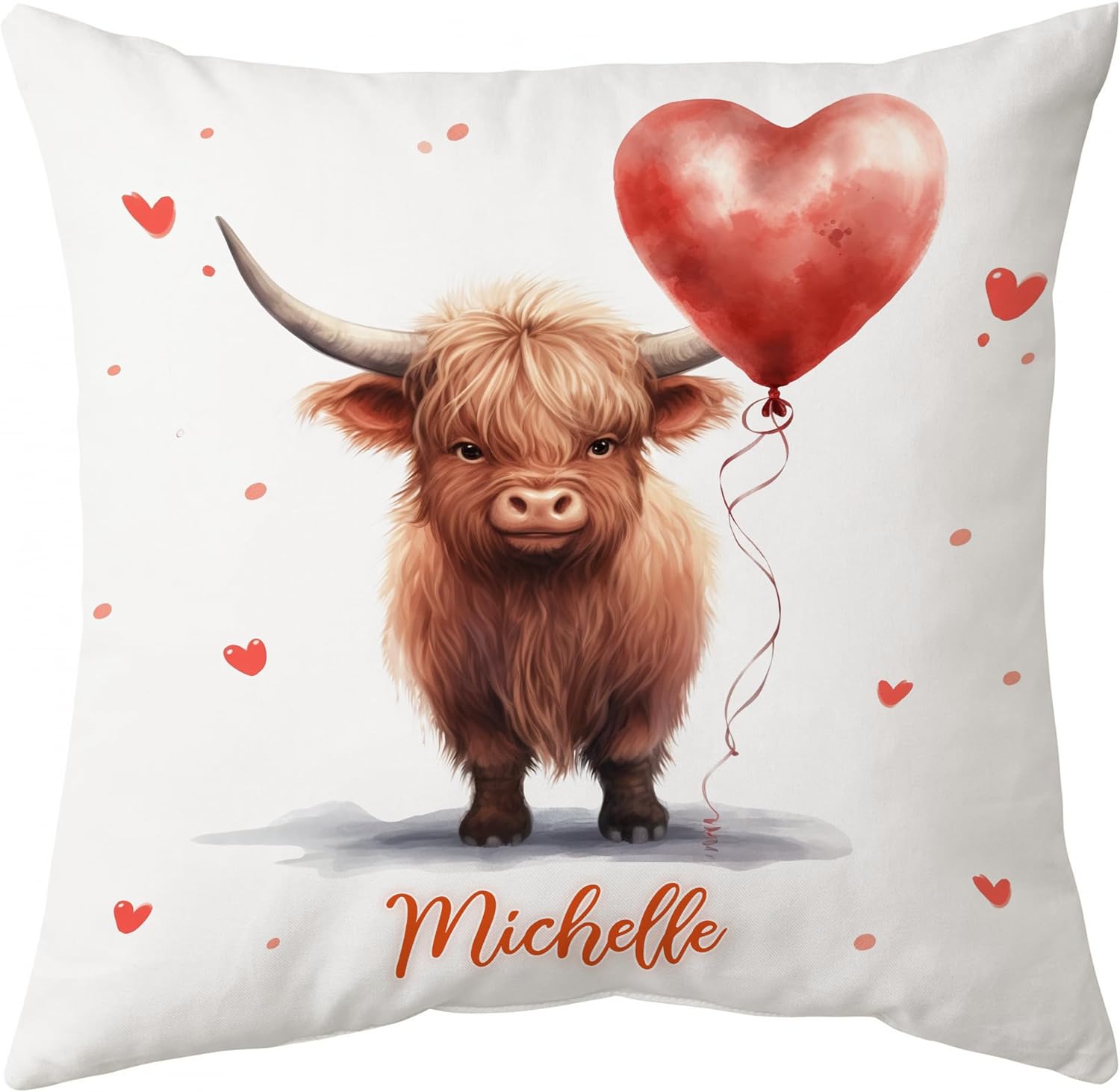 Highland Cow Valentine Pattern - Personalized Pillow (Insert Included)