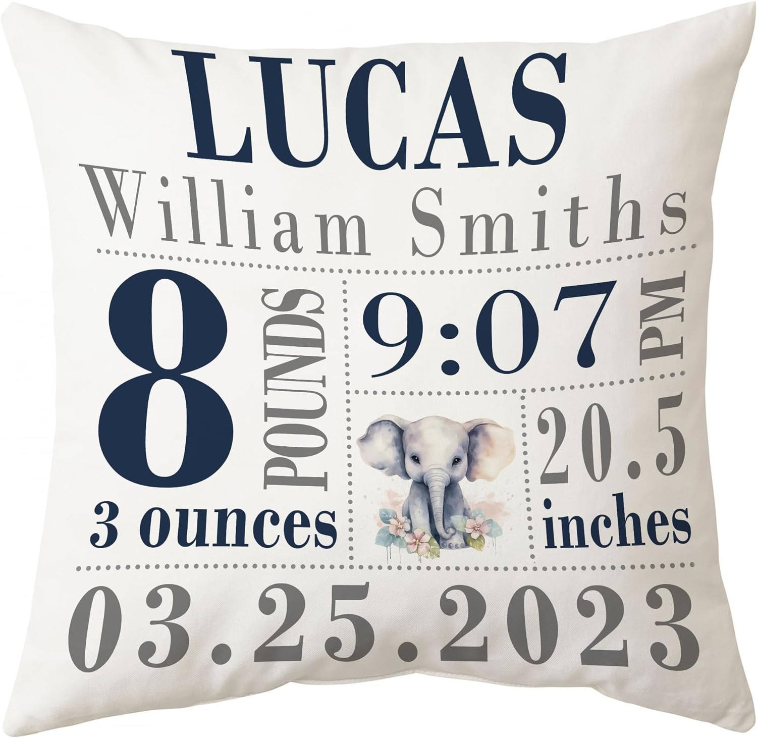Elephant Theme - Personalized Pillow (Insert Included)