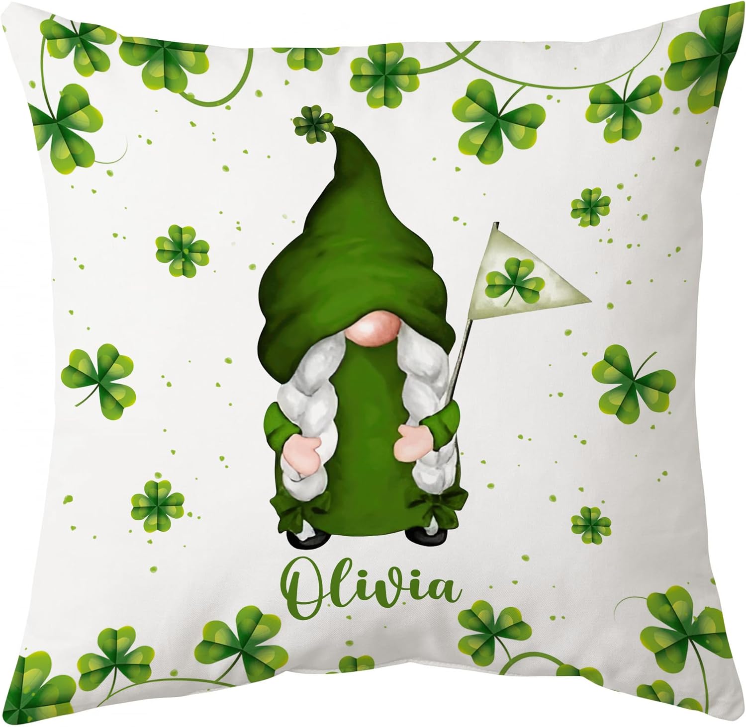 Gnome Three Leaf Clover - Personalized Pillow(Insert Included)