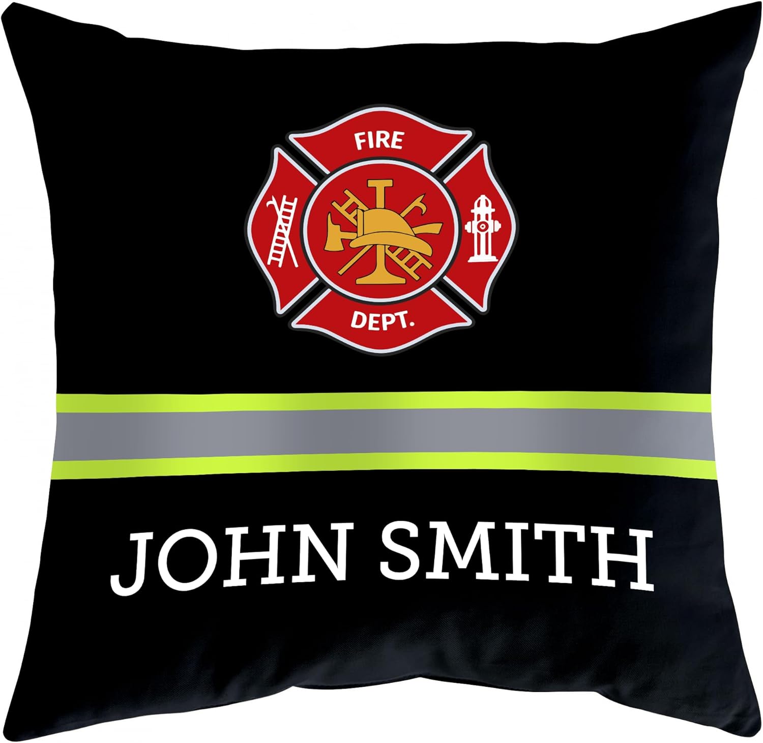 Black Firefighter Pattern - Personalized Pillow (Insert Included)