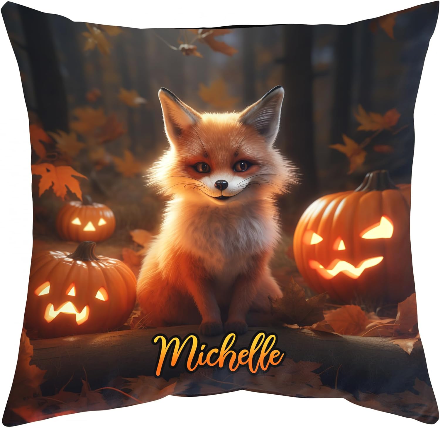 Fox Halloween Pattern - Personalized Pillow (Insert Included)