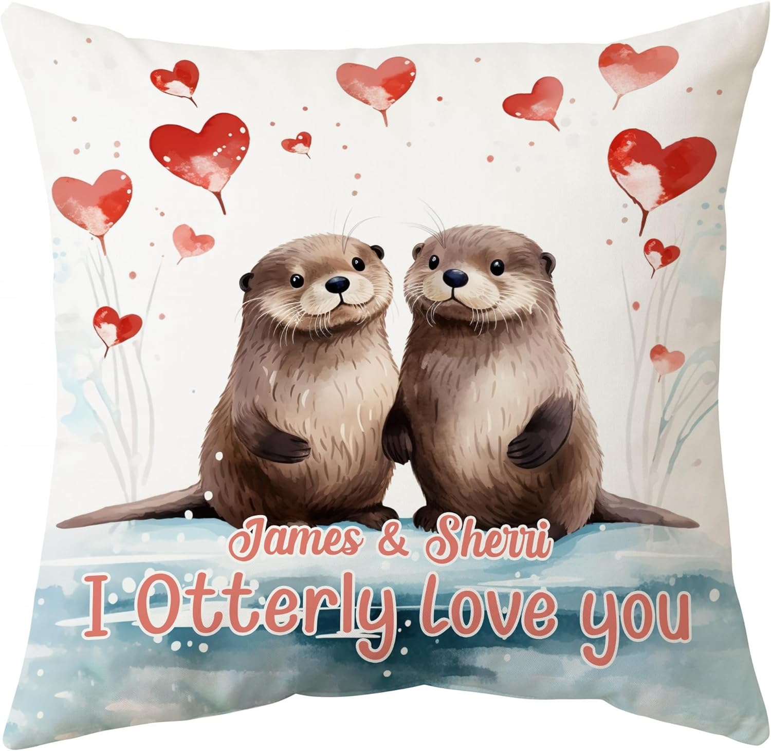 Otter Heart Pattern - Personalized Pillow (Insert Included)