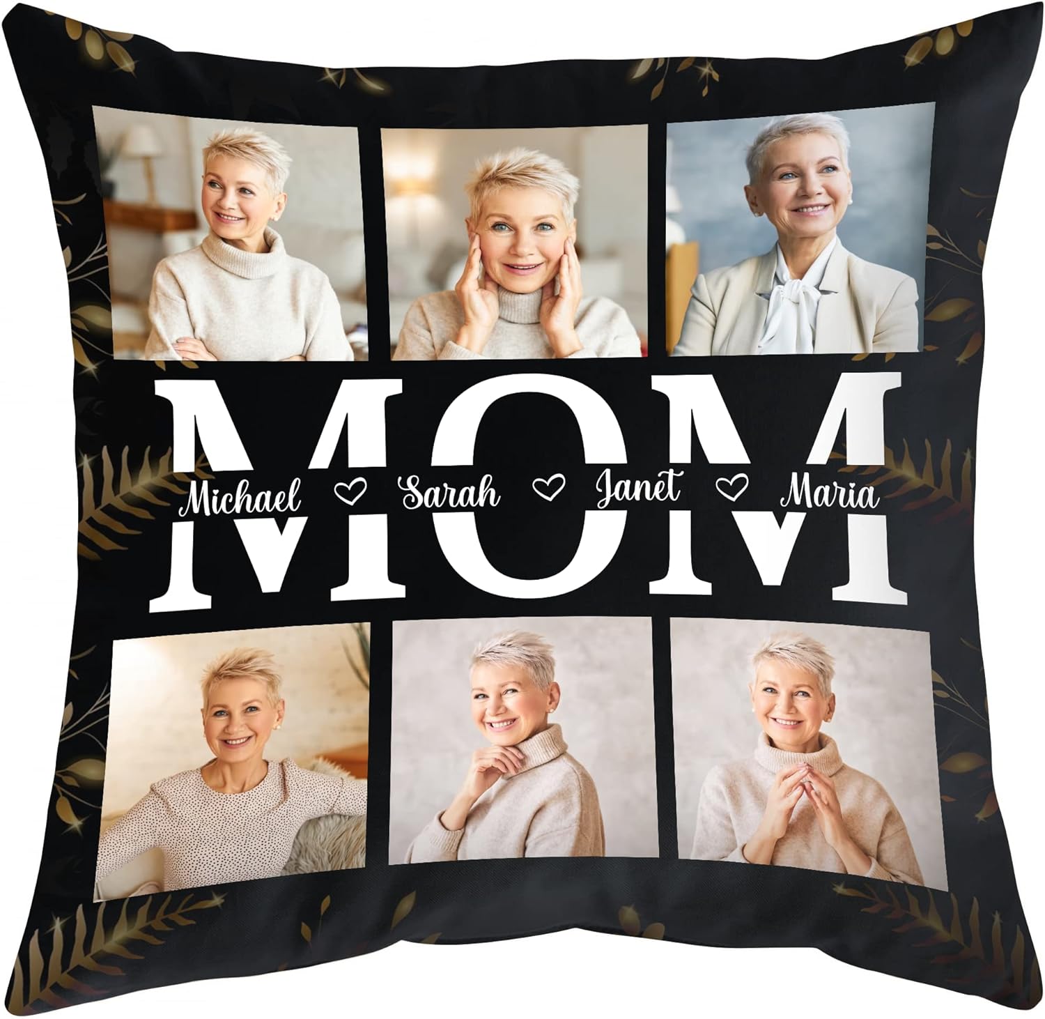 Mom Theme Brown Pillow - Personalized Photo Pillow