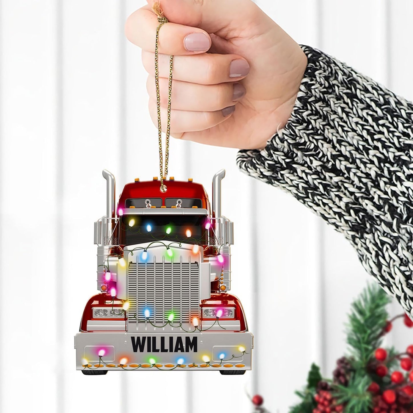 Red Truck, Truck Driver - Personalized Acrylic Ornament