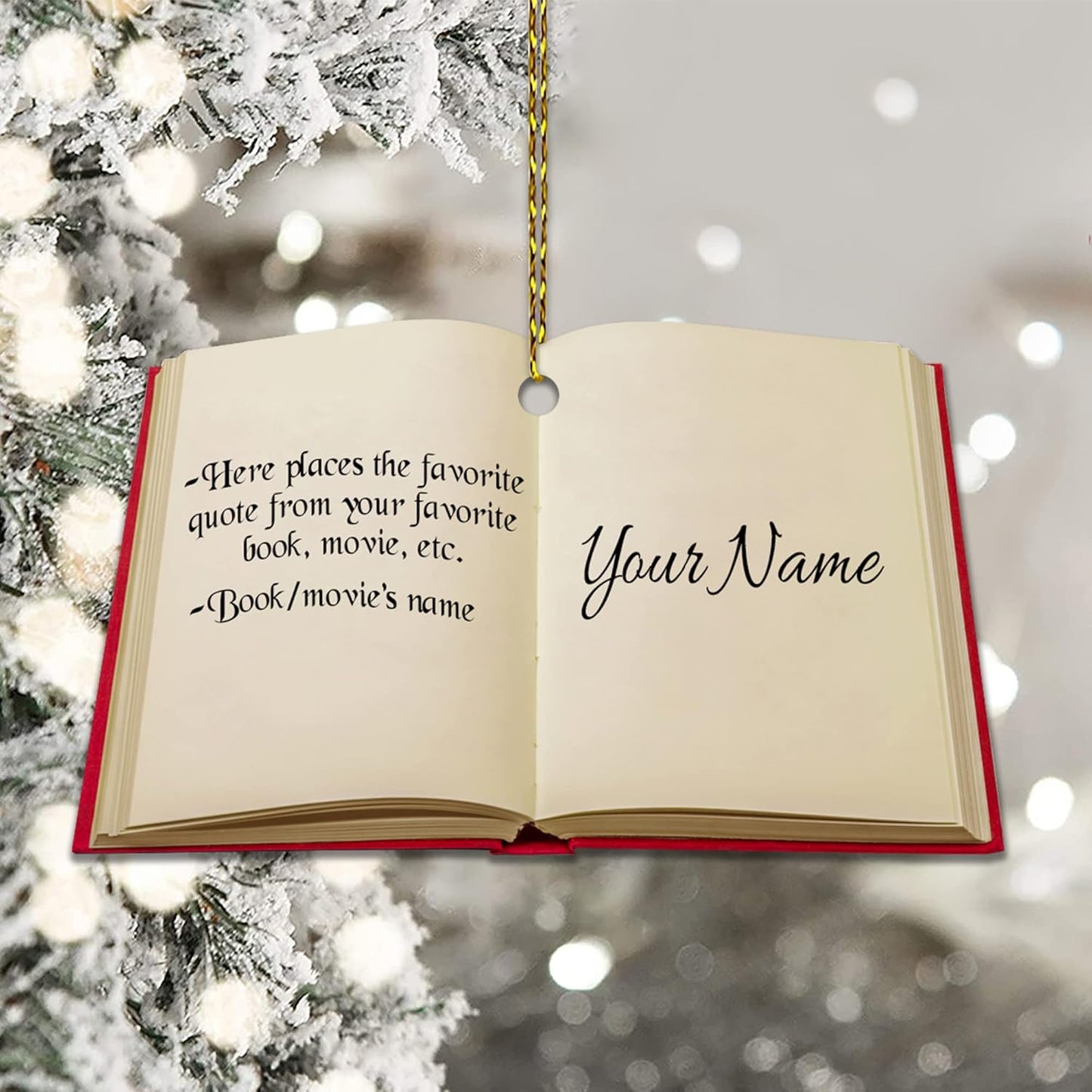 Personalized Open Book Cut Acrylic Ornament – Custom Quote Christmas Gift for Librarian, Reader, or Teacher
