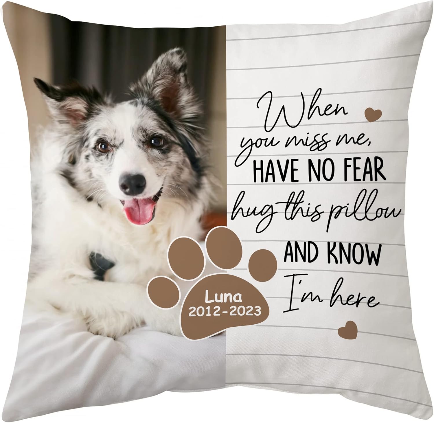 Personalized “Hug This Pillow” Pet Memorial Pillow with Insert – Custom Dog or Cat Loss Remembrance Pillow