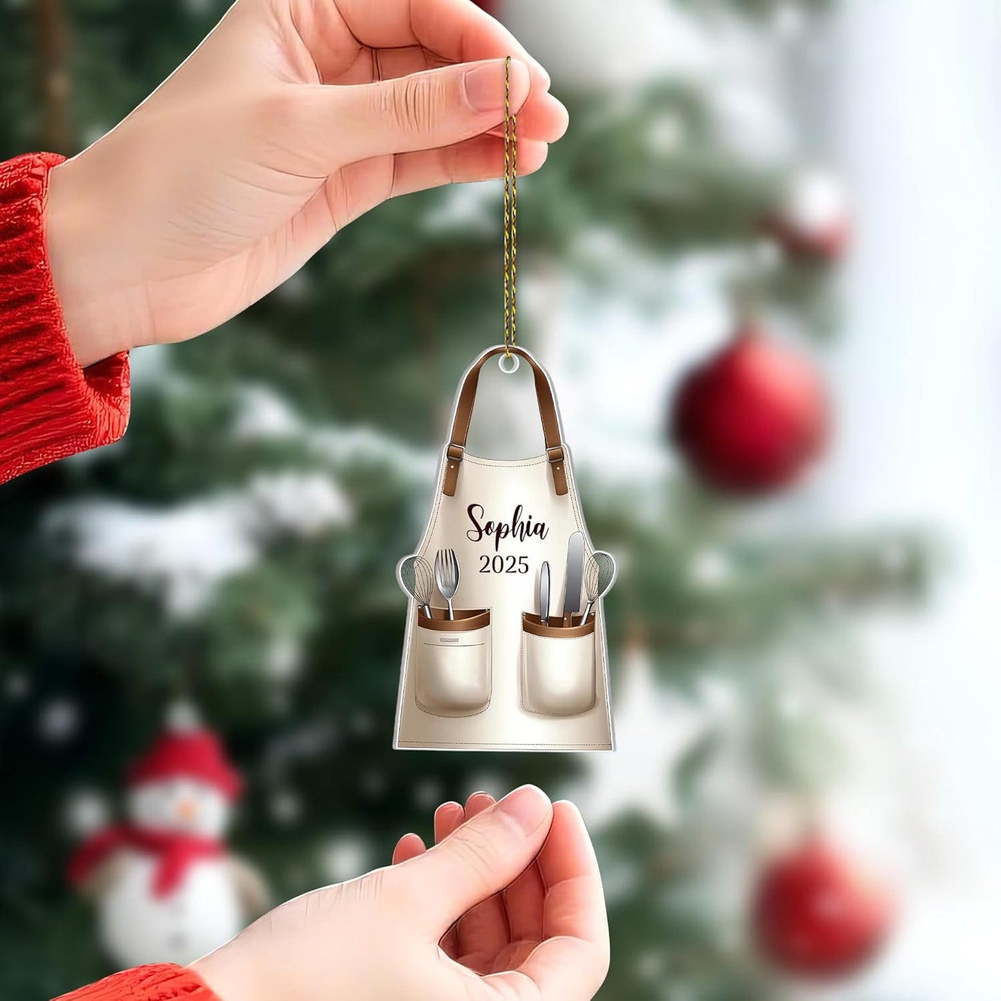 Baking Apron Personalized Acrylic Ornament β Custom Name Chef Keepsake β Unique Christmas Gift for Bakers, Moms, and Cooking Lovers