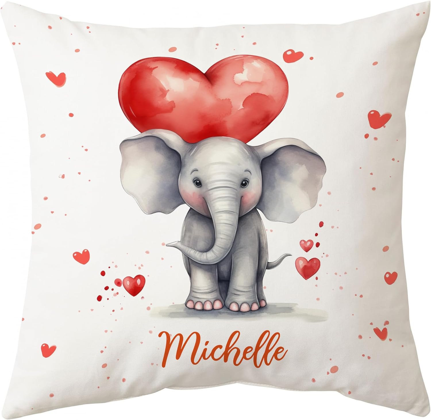 Elephant Valentine Pattern - Personalized Pillow (Insert Included)
