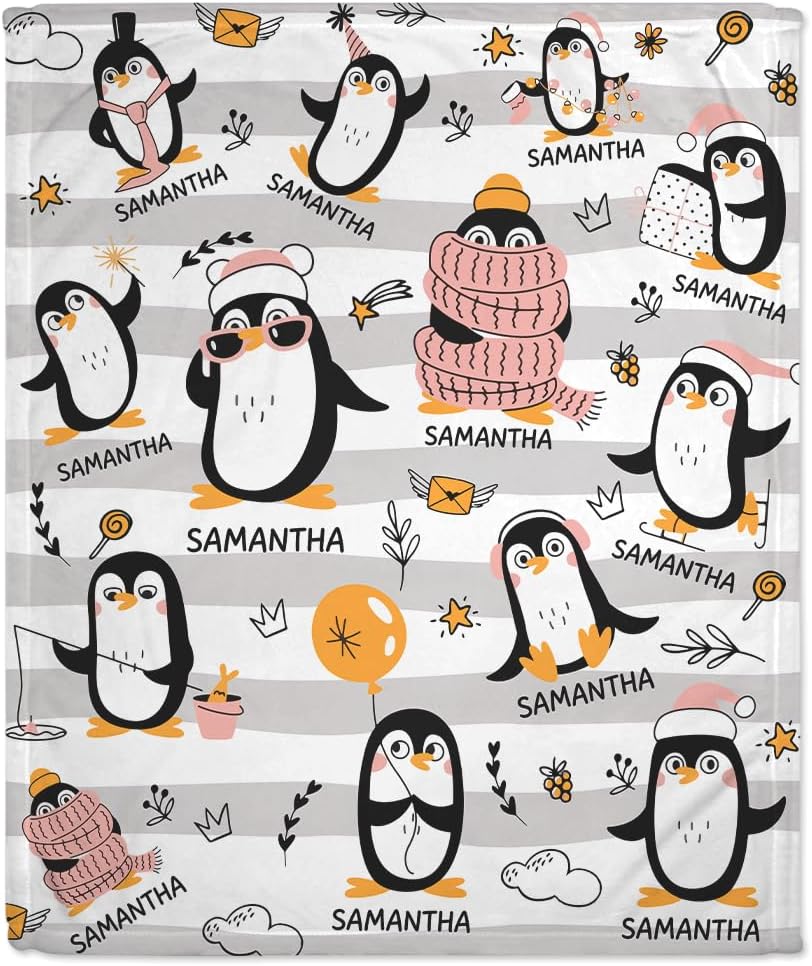 Night Penguin Baby Blanket - Personalized Blanket
