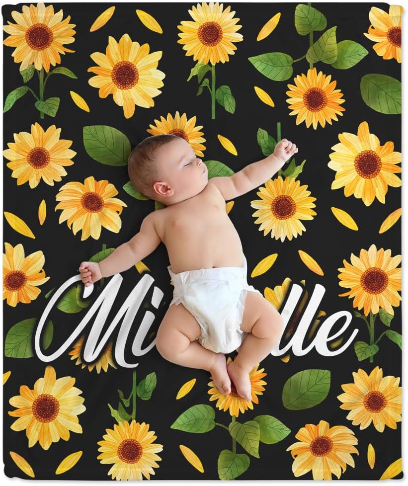Sunflower Baby Blanket - Personalized Blanket