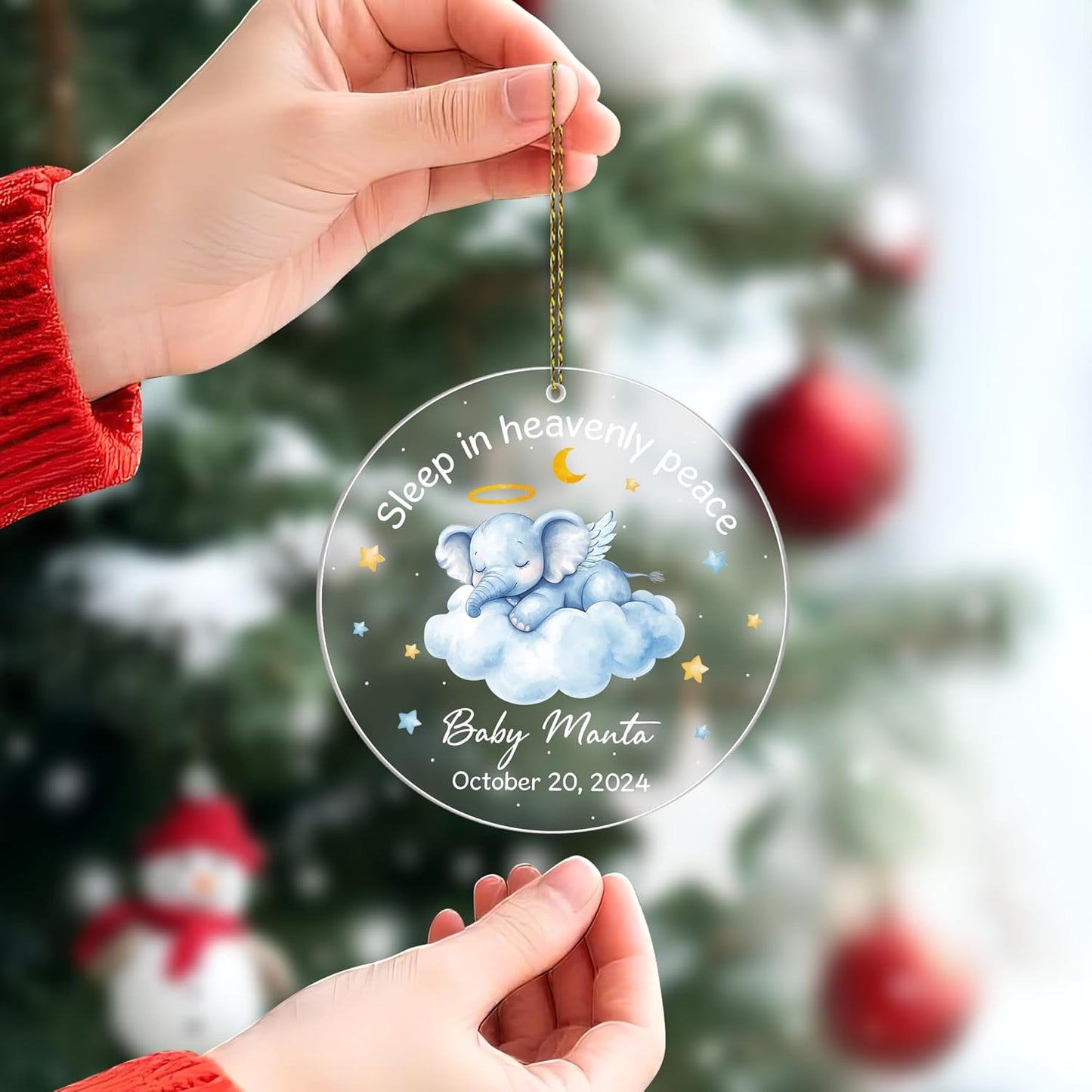 Heaven’s Baby Memorial Cut Acrylic Ornament – Personalized Sympathy Gift for Parents After Miscarriage or Infant Loss – Memorial Tree Keepsake