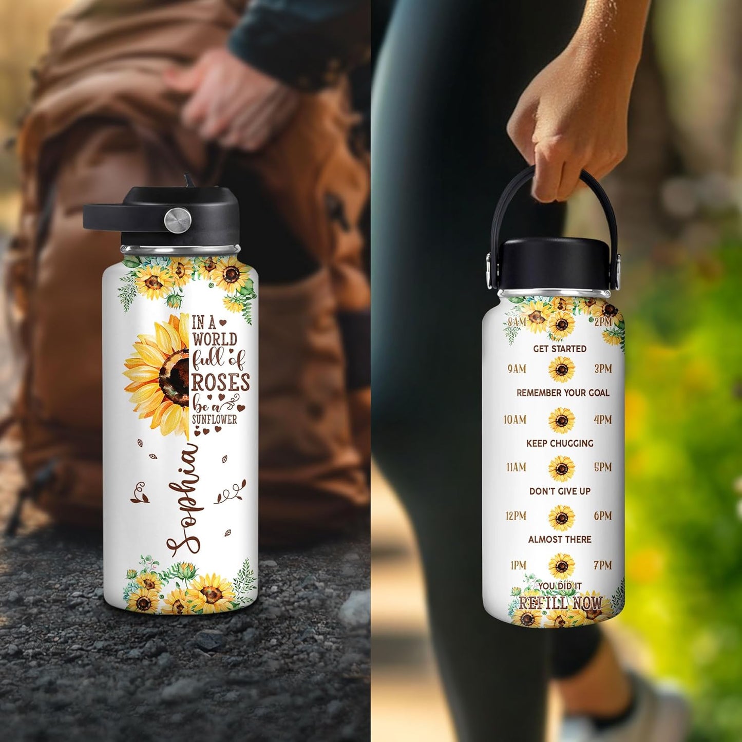 Dog Paw Water Bottle 32oz – Insulated Stainless Steel Bottle with Leak-Proof Lid – Personalized Pet Lover Gift