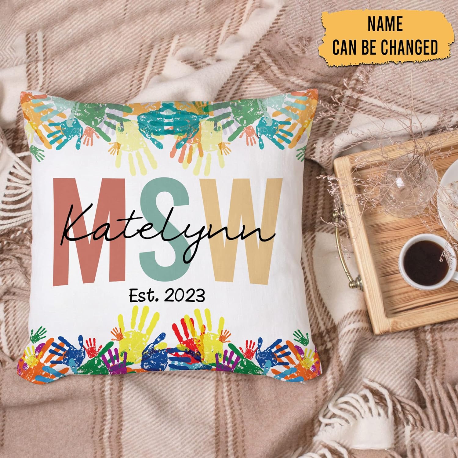 Social Worker Pattern - Personalized Pillow (Insert Included)