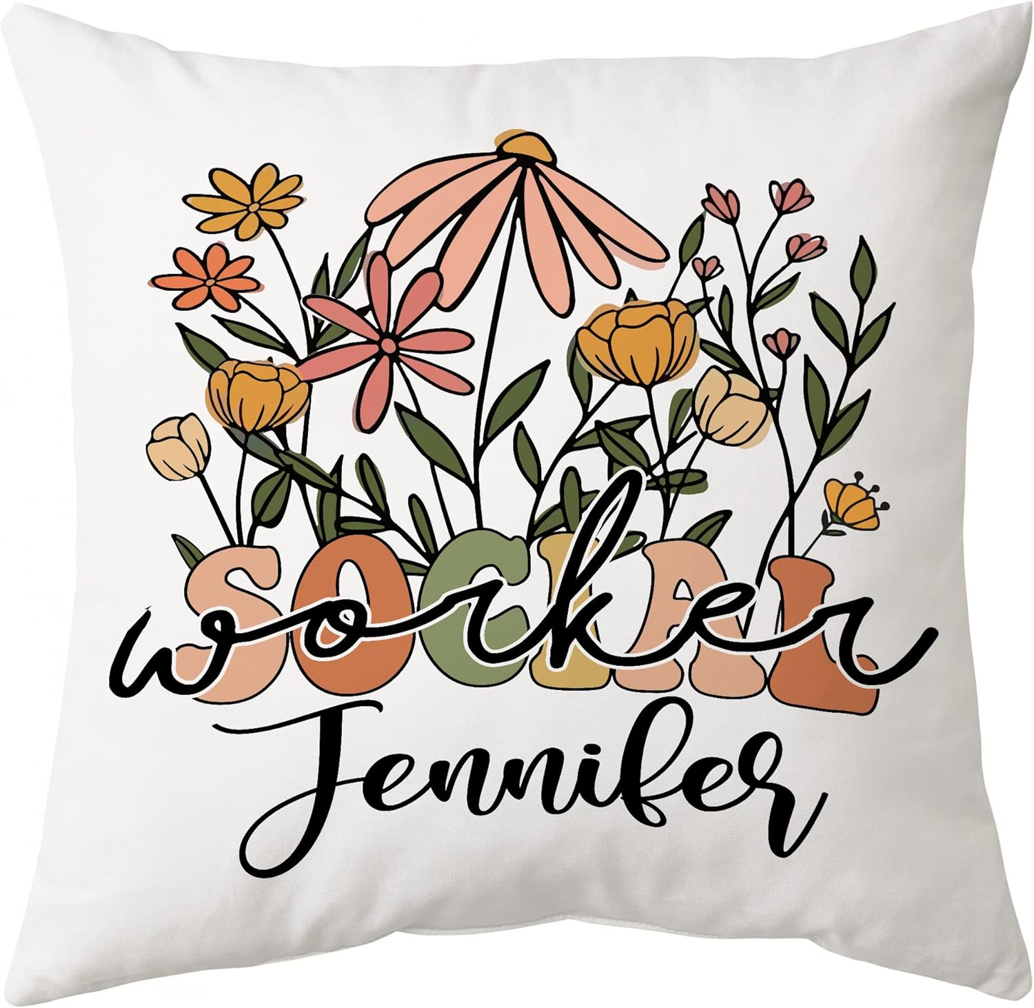 Floral Social Worker - Personalized Pillow (Insert Included)