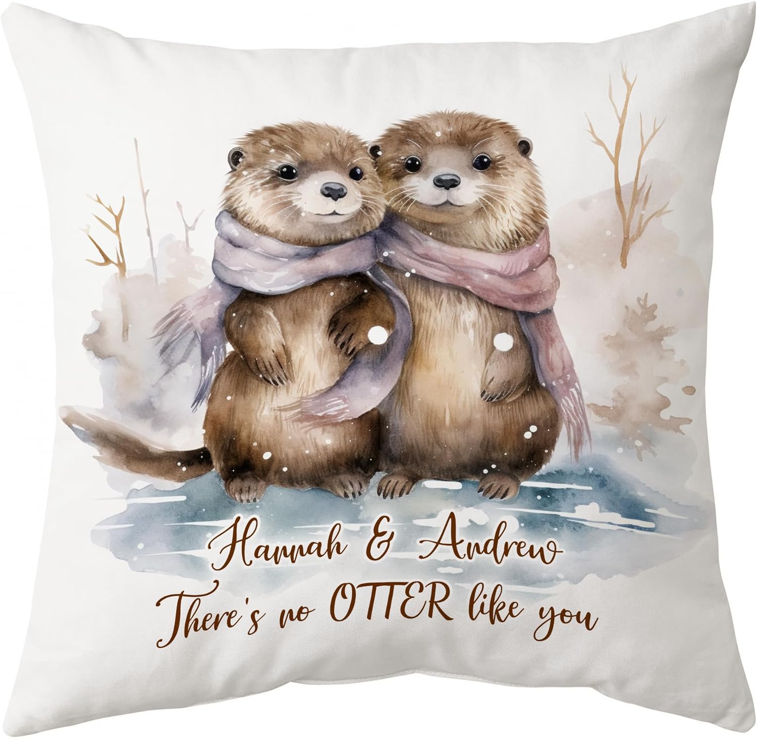 Otter Winter Pattern - Personalized Pillow (Insert Included)