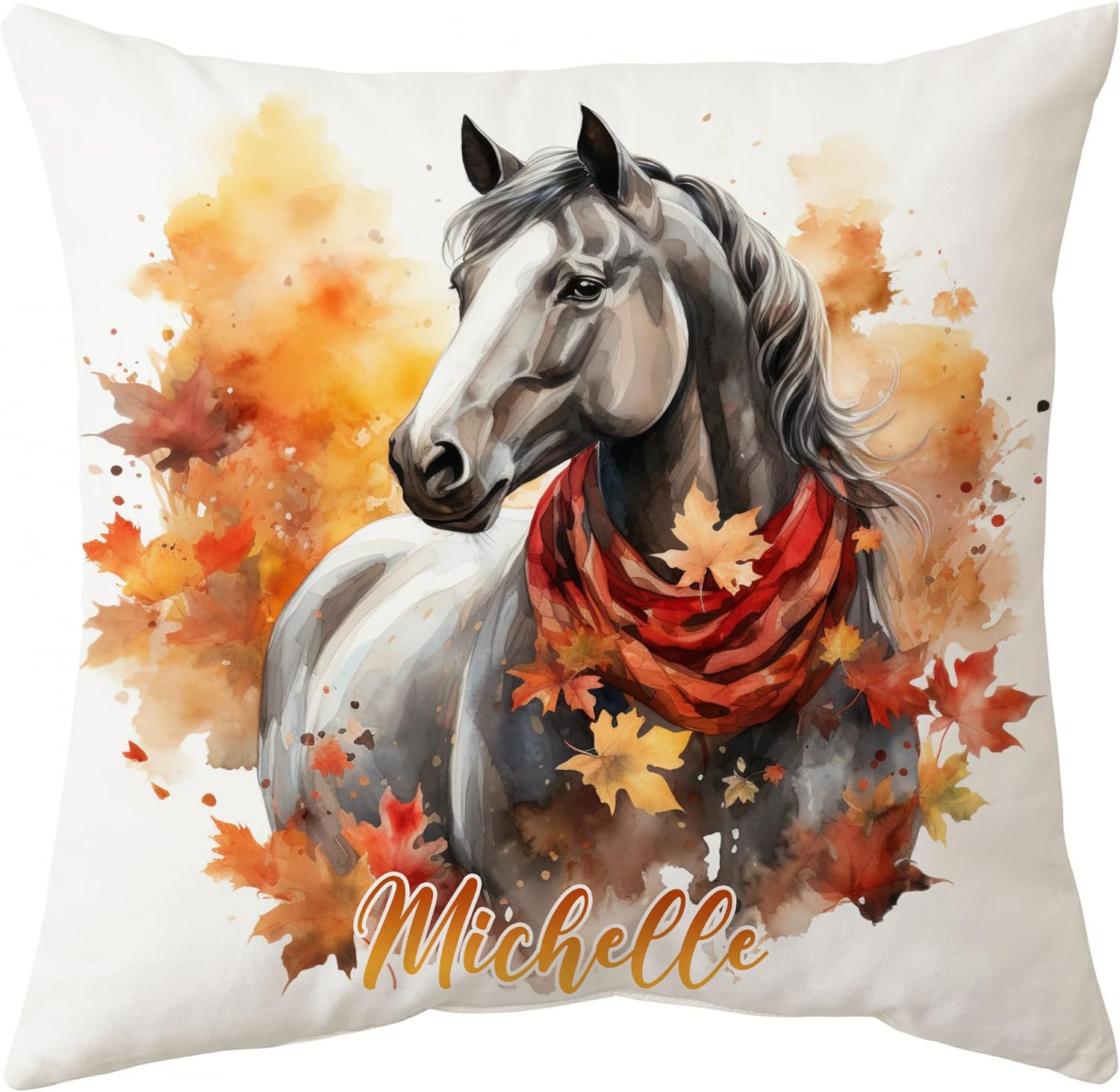 Horse Maple Leaves - Personalized Pillow (Insert Included)