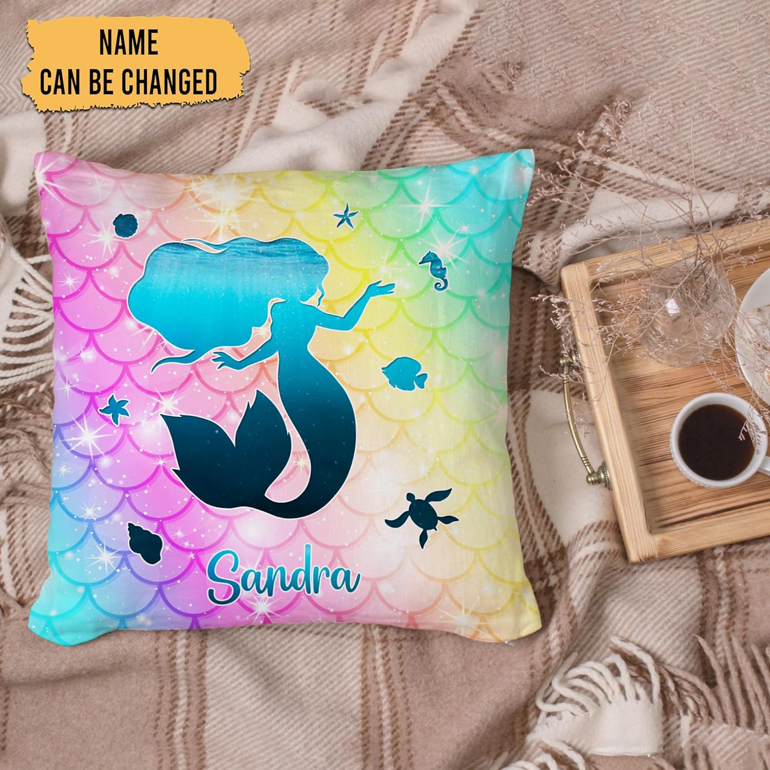 Mermaid Pattern - Personalized Pillow (Insert Included)