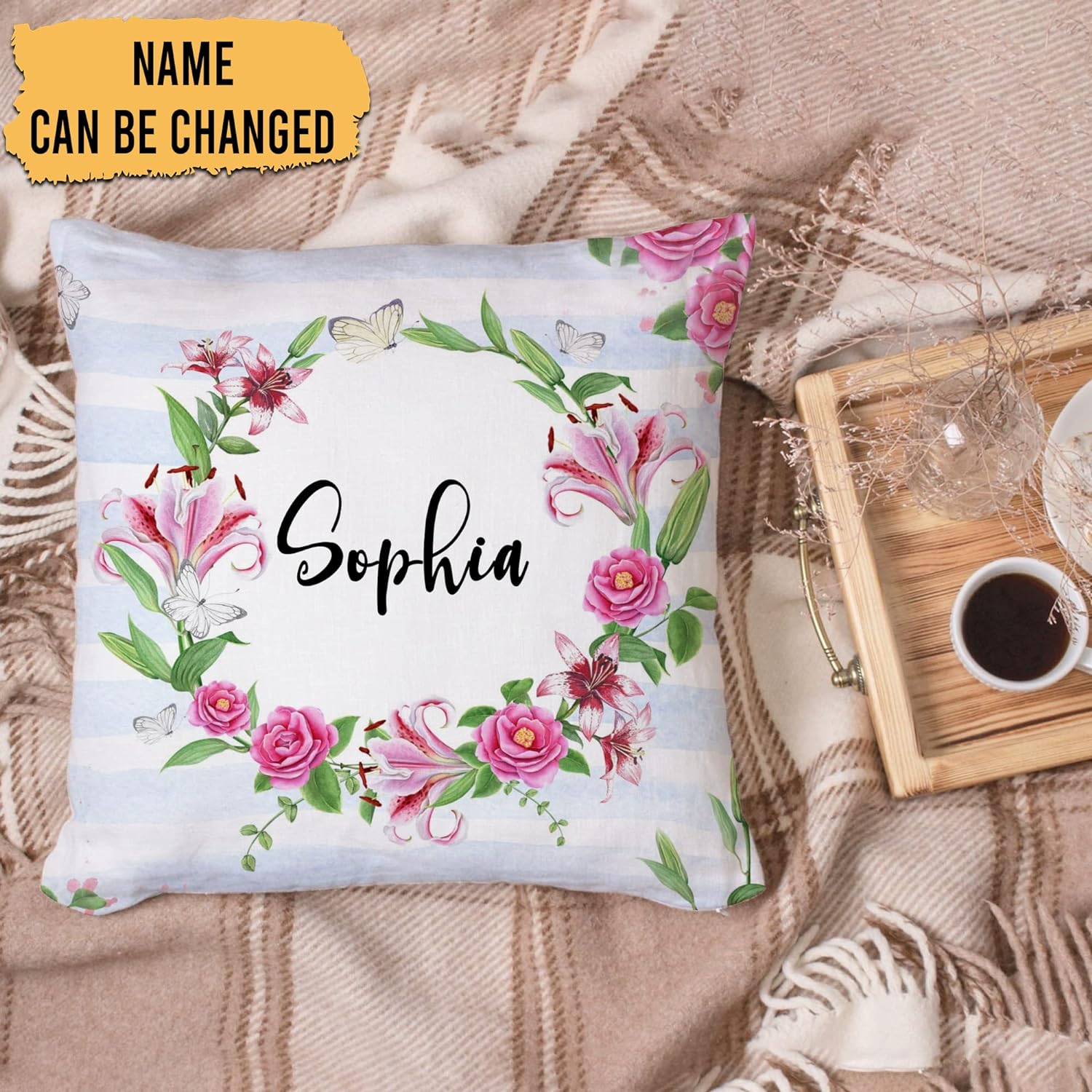 Floral Pattern - Personalized Pillow (Insert Included)