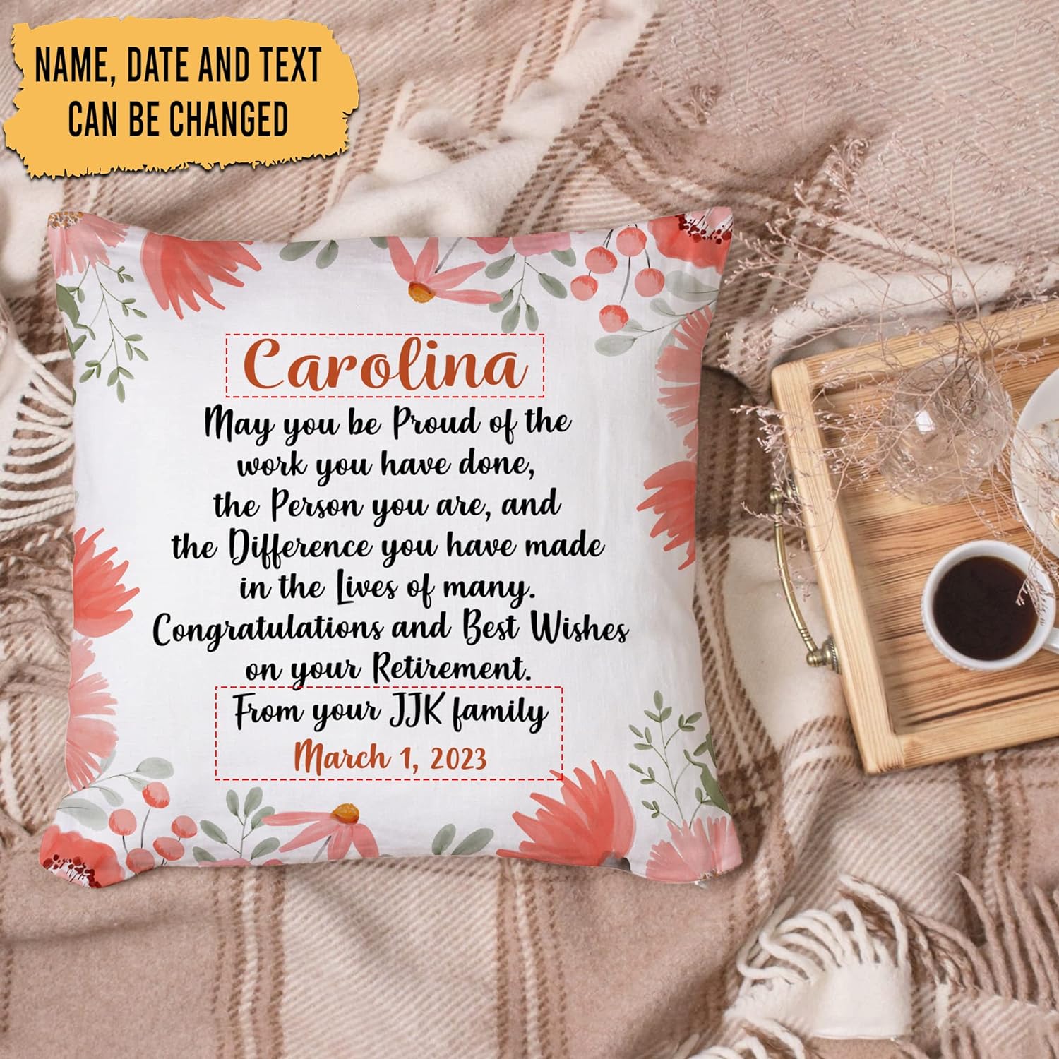 Floral Pattern Pillow - Personalized Pillow(Insert Included)